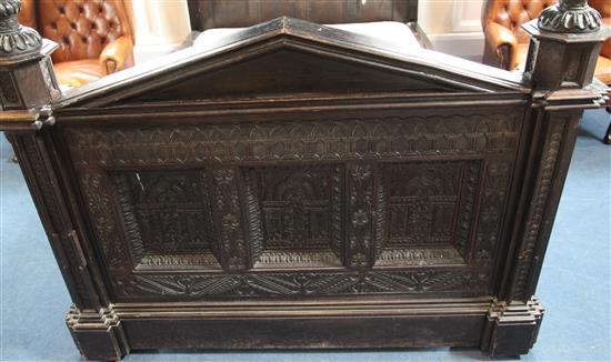 A 17th century style carved oak tester bed, overall W.5ft 3in. H.7ft 4.5in. L.7ft 4.5in.